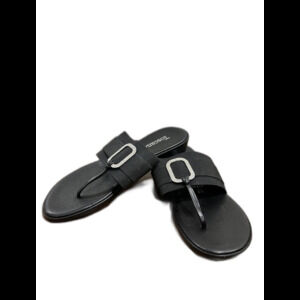 Toscanella Women's Black Sandals Size 6.5 Leather Made In Italy Flip Flops NWOT